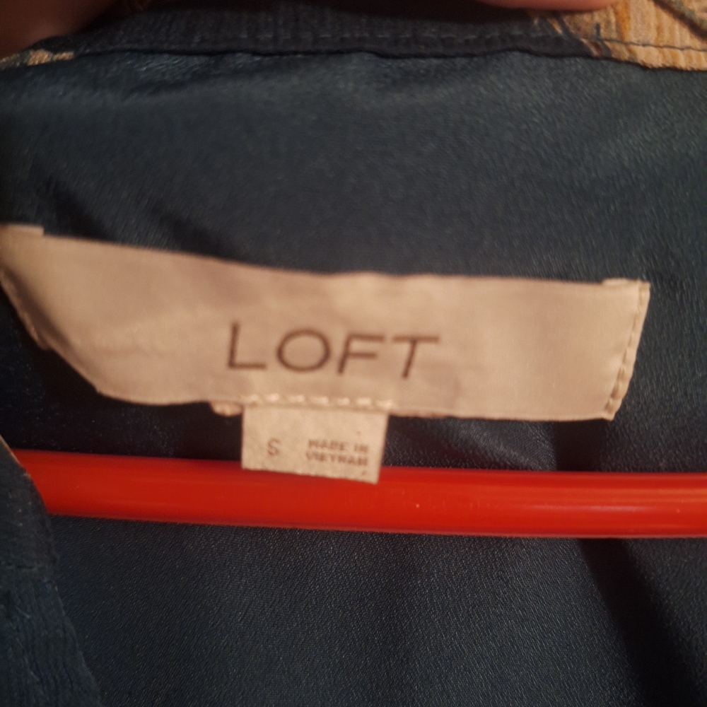 LOFT Teal Leaf Pattern Mini Dress - image 4